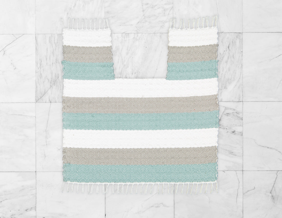 Toilet Pedestal Dhurrie Twill Namib, Duck Egg, Grey and White