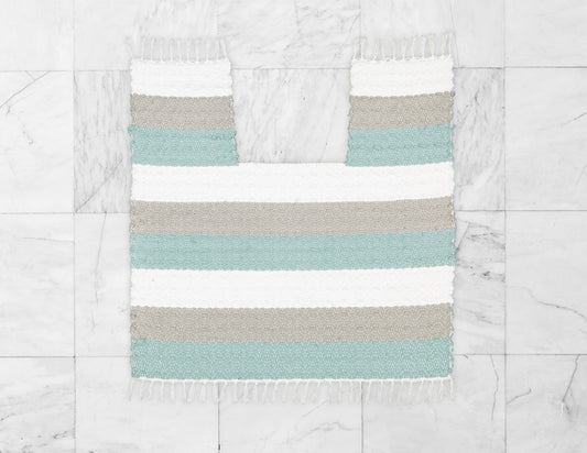 Toilet Pedestal Dhurrie Twill Namib, Duck Egg, Grey and White