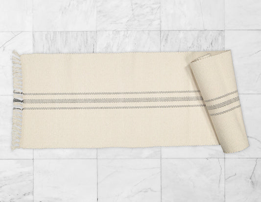 Table Runner, Natural with Charcoal Stripe