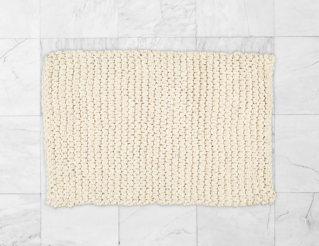 Chunky Knit Bathmat Dhurrie, Natural.