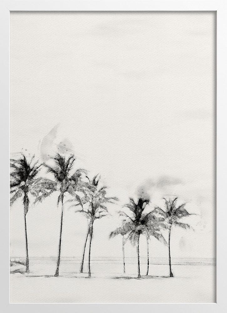 Watercolor Painting Black and White Palm Trees (2-Options)