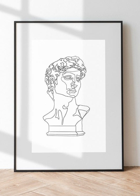 David Statue Head Line Drawing - Illustration