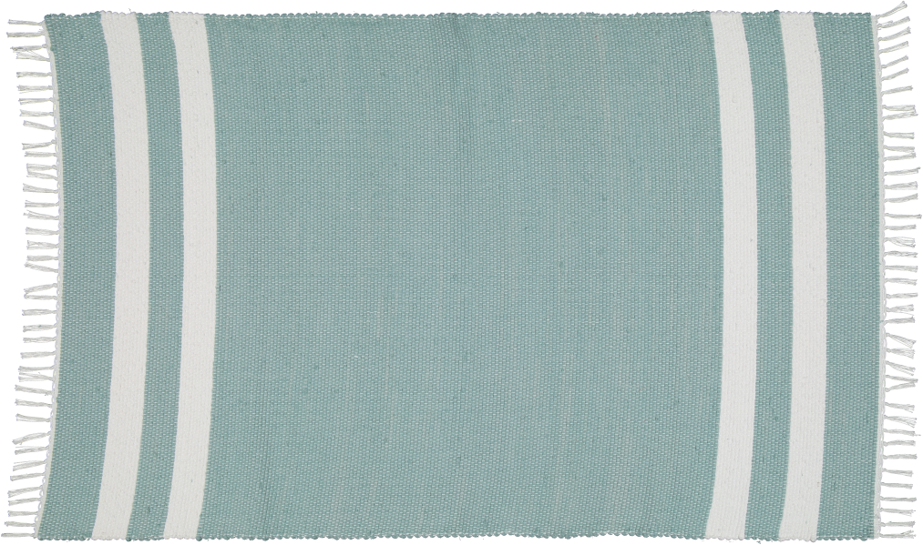 Cotton Dhurrie Duck Egg with 2 White Stripes