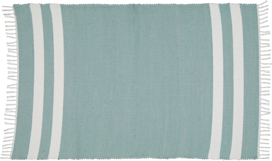 Cotton Dhurrie Duck Egg with 2 White Stripes