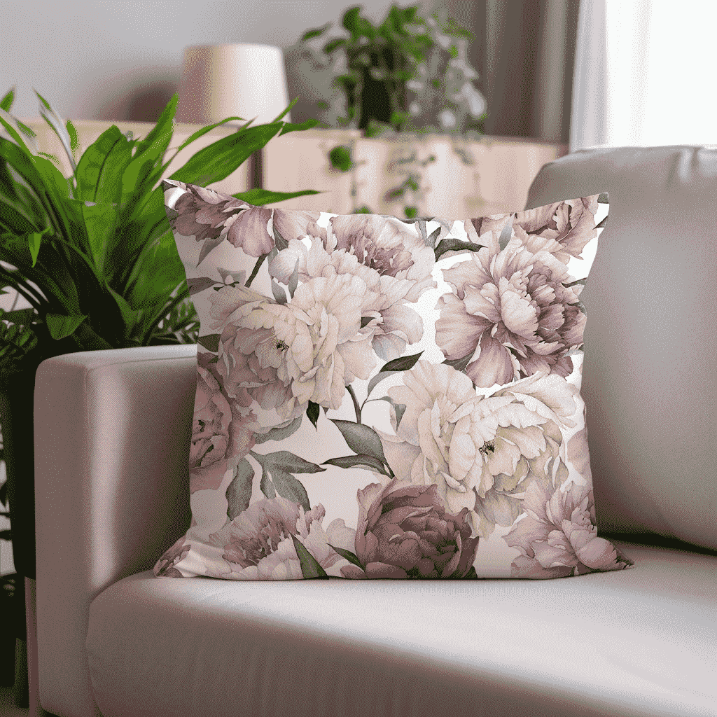 Neutral Peonies Scatter Cushion COVER