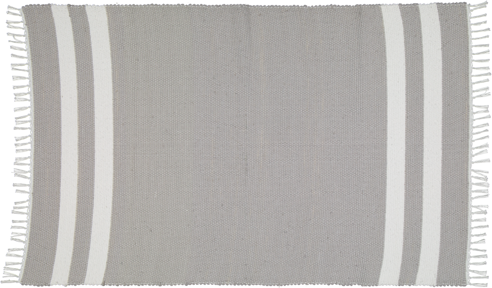 Cotton Dhurrie Grey with 2 White Stripes