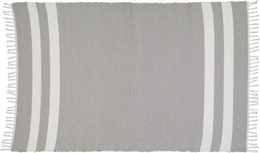 Cotton Dhurrie Grey with 2 White Stripes