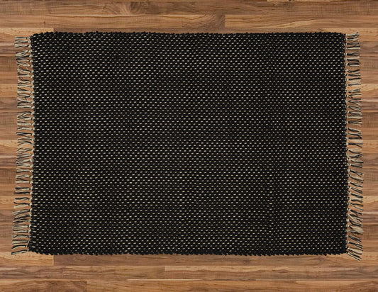 Herringbone Rug Black and Taupe