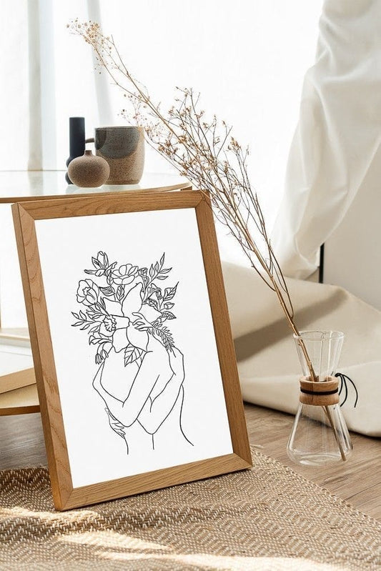 Flower Lovers Line Drawing Poster
