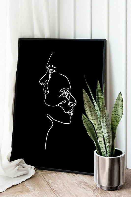 Opposites Attract Line Drawing Poster (Illustration)