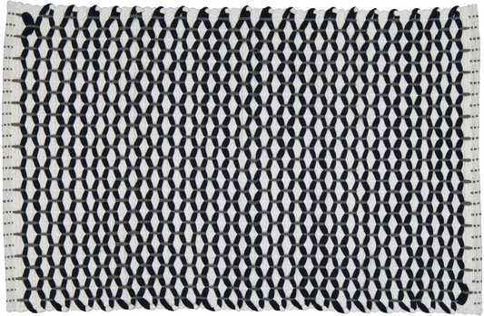 Bathmat Lattice Weave White with a Navy or a Grey "Lattice"