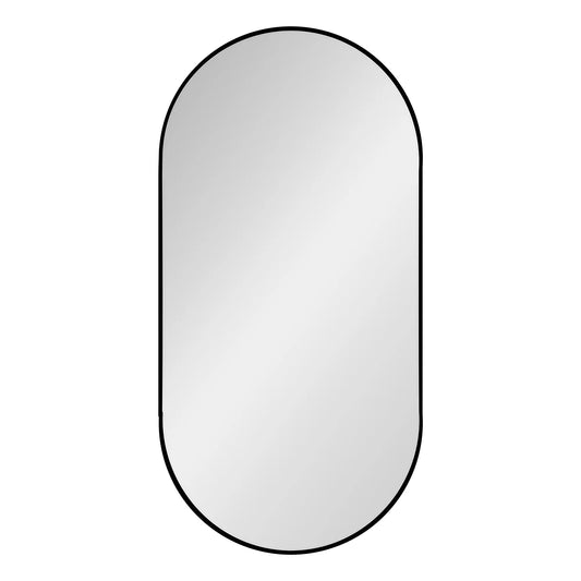 Oval Shaped Contemporary Mirror | Matte Black