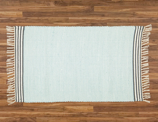 Plush Rug Option 3 Duck Egg with Charcoal Stripes