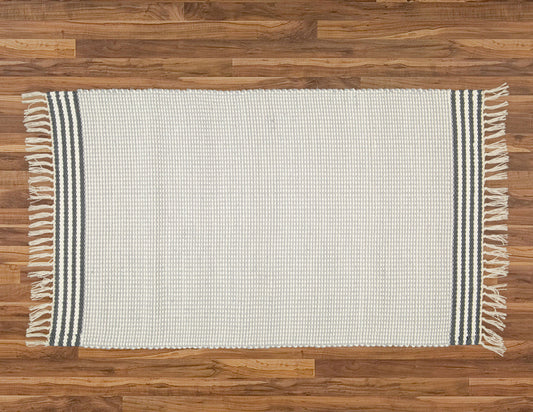 Plush Rug Option 3 Grey and Natural with Charcoal Stripes