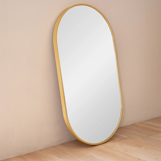 Oval Shaped Contemporary Mirror | Champagne Gold