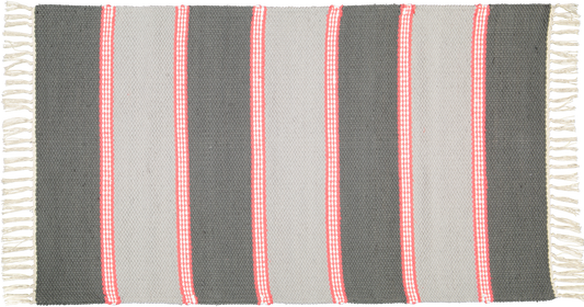 Plush Rug Option 2 Charcoal and Grey with Coral stripes
