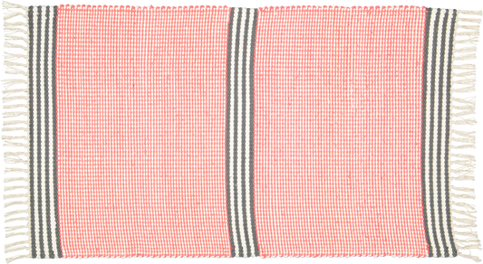 Plush Rug Option 3 Coral and Natural with Black and Natural Stripes