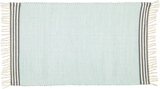 Plush Rug Option 3 Duck Egg with Charcoal Stripes