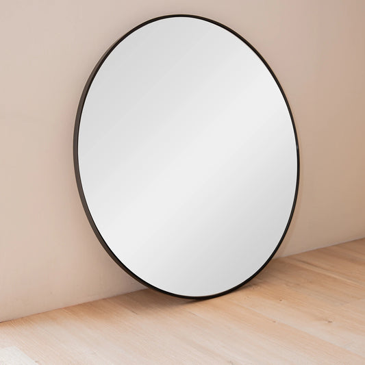 Round Shaped Contemporary Mirror | Black Aluminium