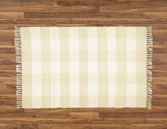 Dhurrie Tabby Natural and Taupe Checks