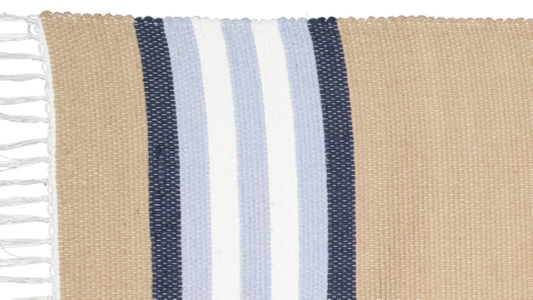 Cotton Dhurrie Dark Stone with Blue Stripes