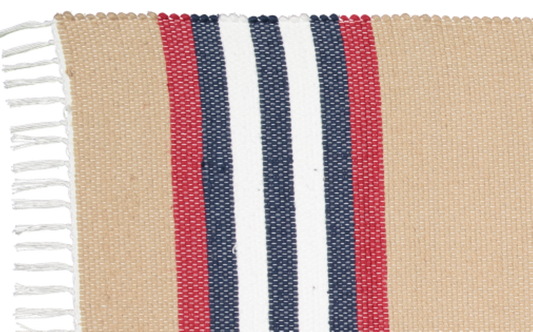 Cotton Dhurrie Dark Stone with Red stripes
