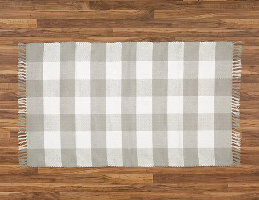 Dhurrie Tabby Grey and White Checks