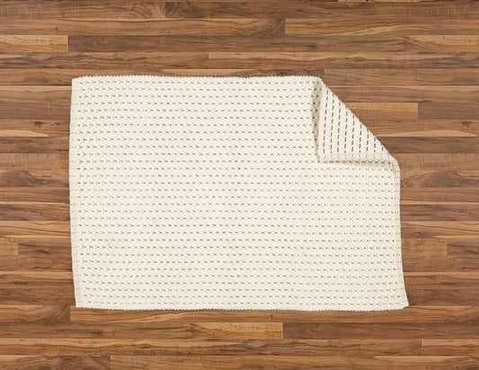 Fancy Twill Rug, Natural with Charcoal Pinstripe