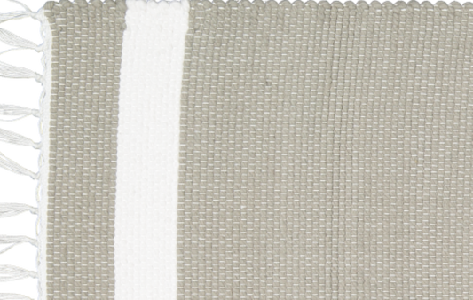 Cotton Dhurrie Tabby in Grey with White Band