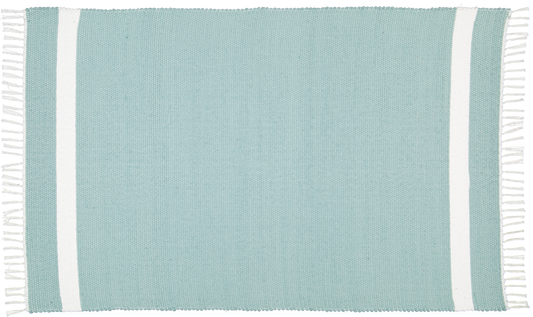 Cotton Dhurrie Tabby in Duck Egg with White Band