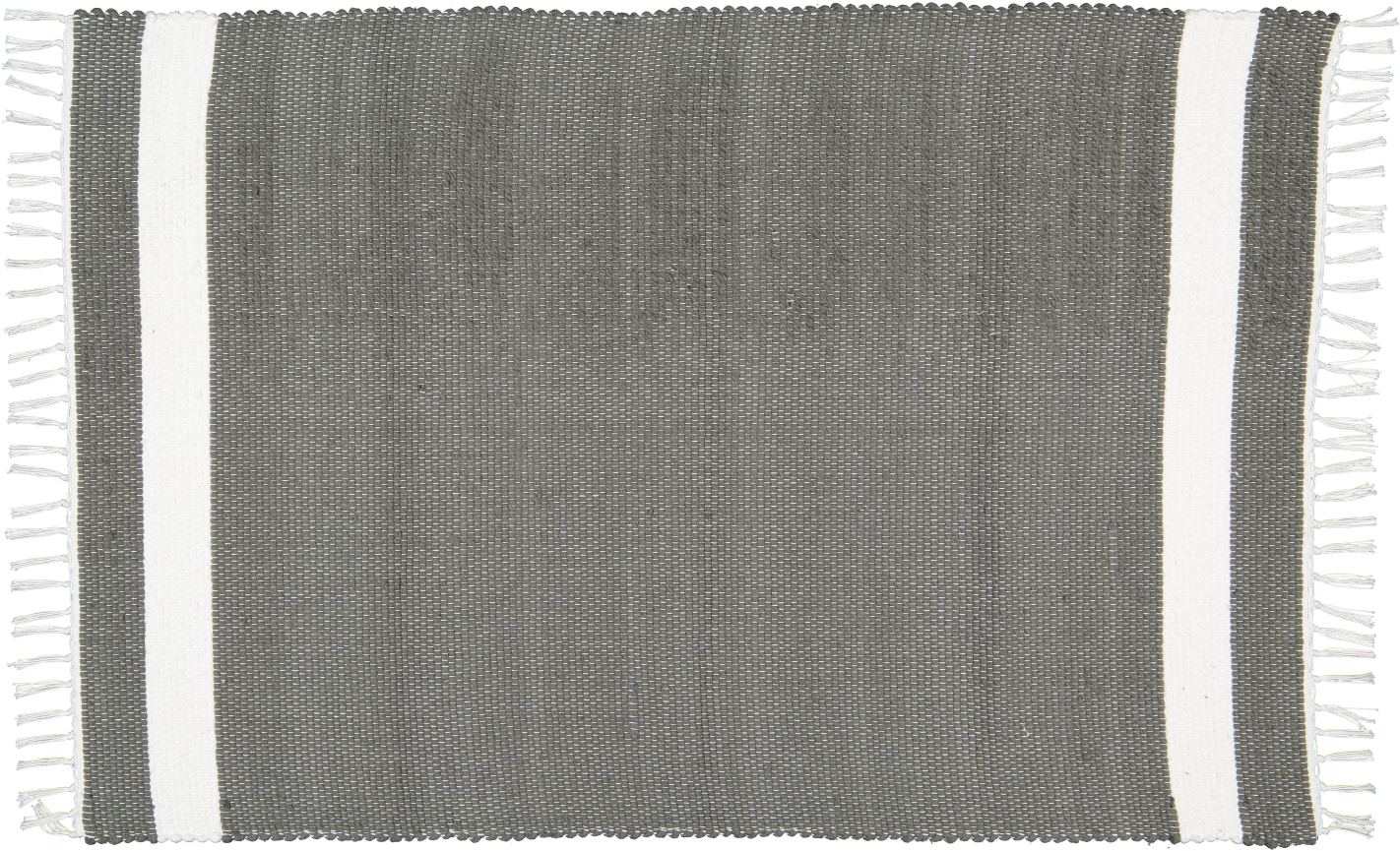 Cotton Dhurrie Tabby in Charcoal with White Band