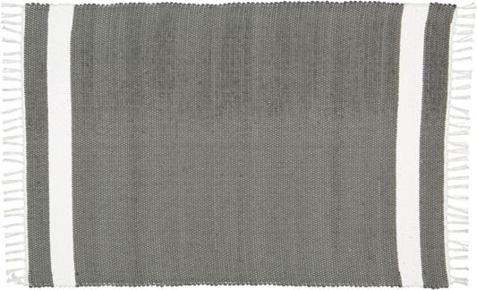 Cotton Dhurrie Tabby in Charcoal with White Band