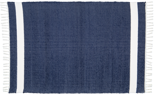 Cotton Dhurrie Tabby in Navy with White Band