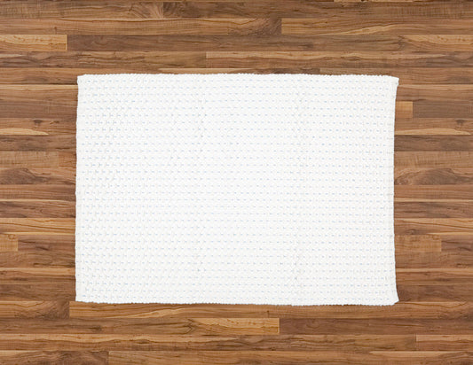 Fancy Twill White Rug with a Blue Pinstripe