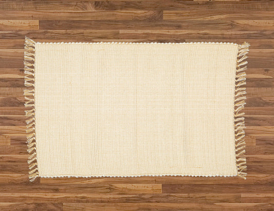 Dhurrie Dobby Weave Natural with Hessian Pinstripe