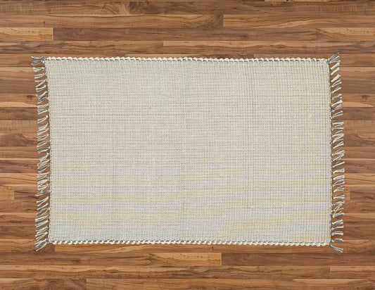 Dhurrie Dobby Weave Natural with Charcoal Pinstripe