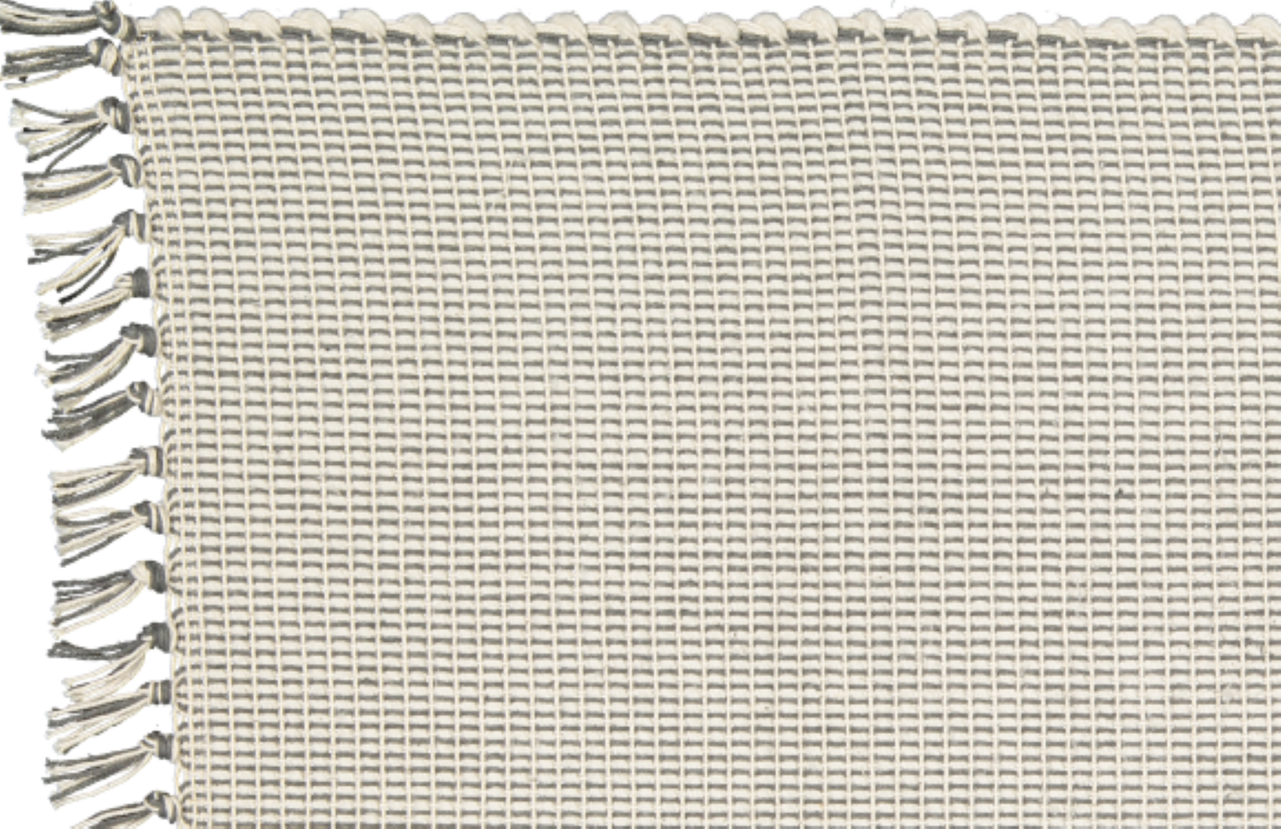 Dhurrie Dobby Weave Natural with Charcoal Pinstripe