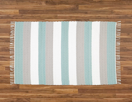 Dhurrie Twill Namib Duck Egg, Grey and White