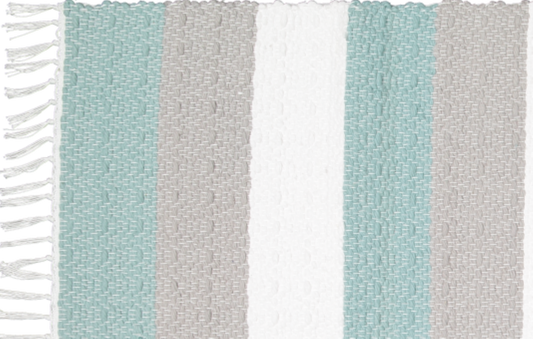 Dhurrie Twill Namib Duck Egg, Grey and White