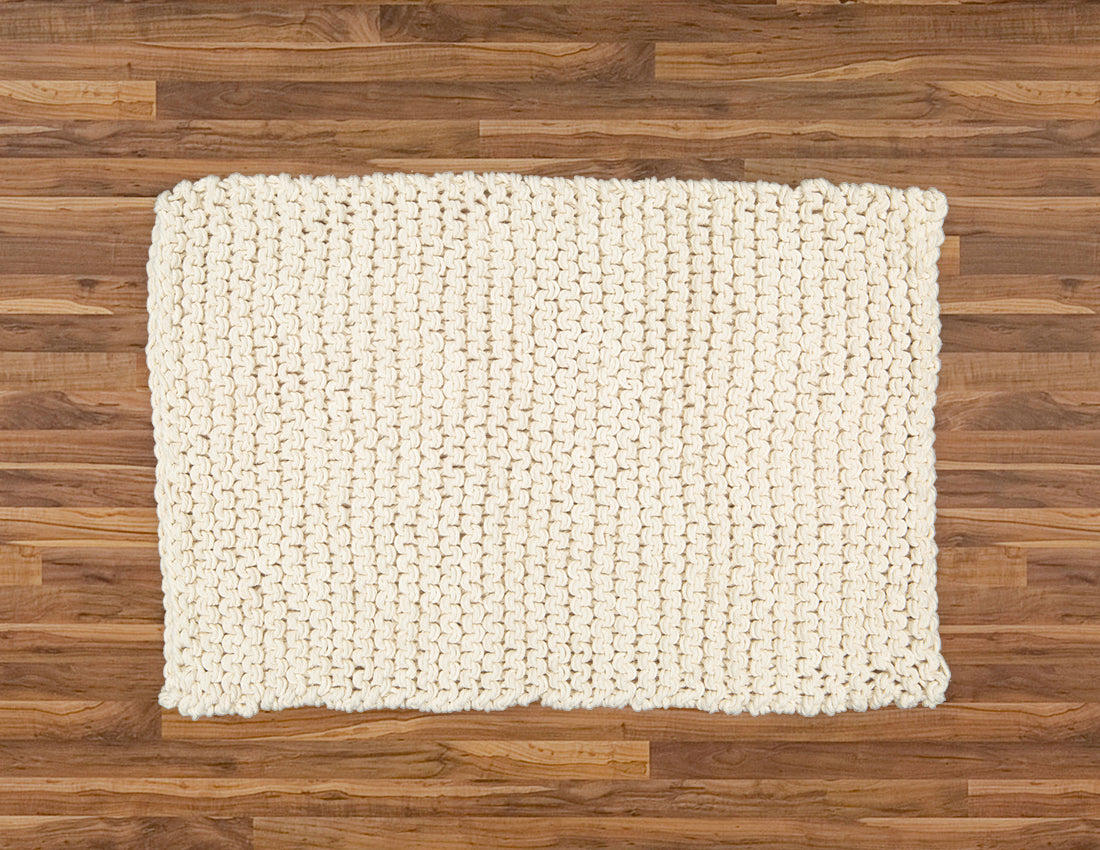 Chunky Knit Bathmat Dhurrie, Natural.
