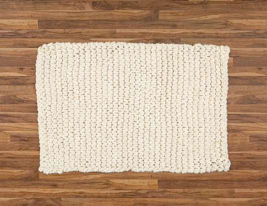 Chunky Knit Bathmat Dhurrie, Natural.
