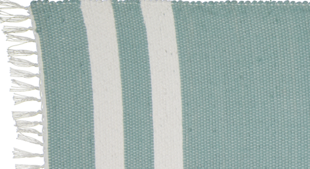 Cotton Dhurrie Duck Egg with 2 White Stripes