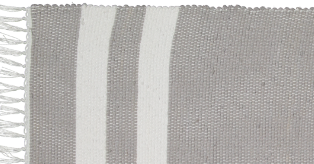 Cotton Dhurrie Grey with 2 White Stripes