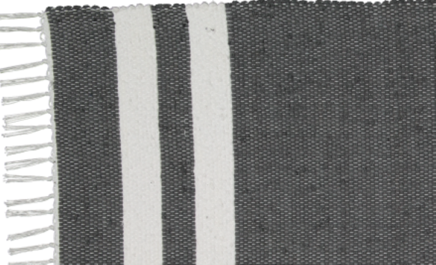 Cotton Dhurrie Charcoal with 2 White Stripes