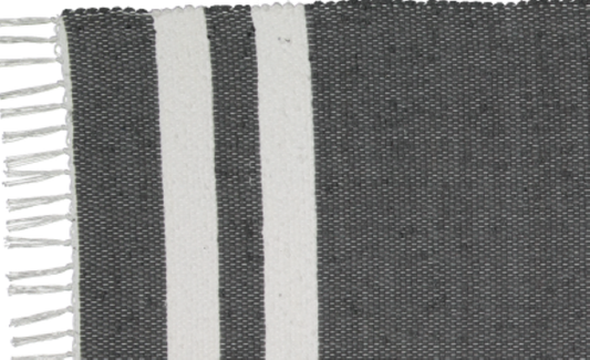 Cotton Dhurrie Charcoal with 2 White Stripes