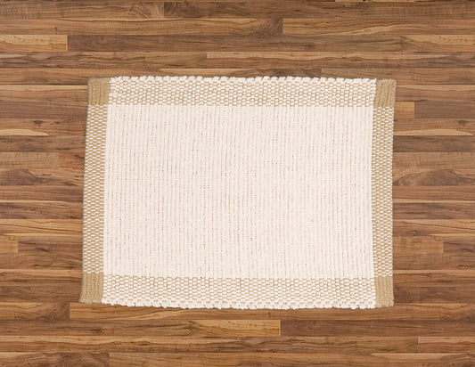 Placemat and Runners in Pebble Weave. Natural with Jute Border.