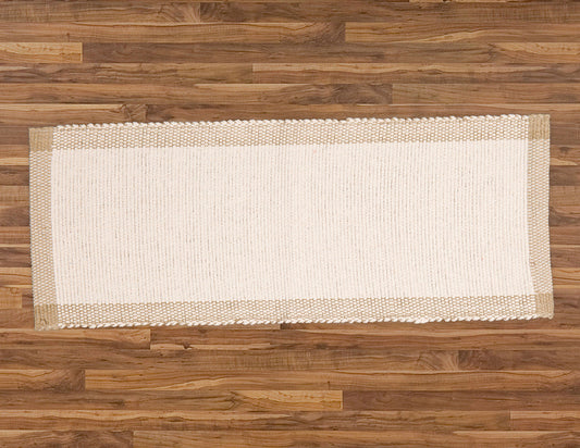 Placemat and Runners in Pebble Weave. Natural with Jute Border.