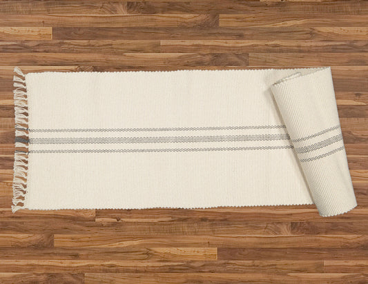 Table Runner, Natural with Charcoal Stripe