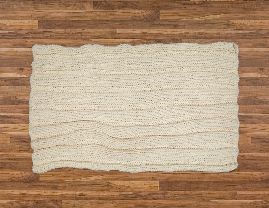 Hand Knitted Cotton Throw - Natural