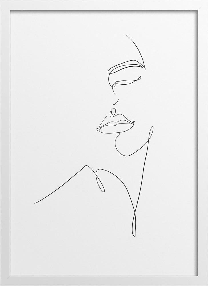 Line Drawing Feminine Face Figure - Illustration
